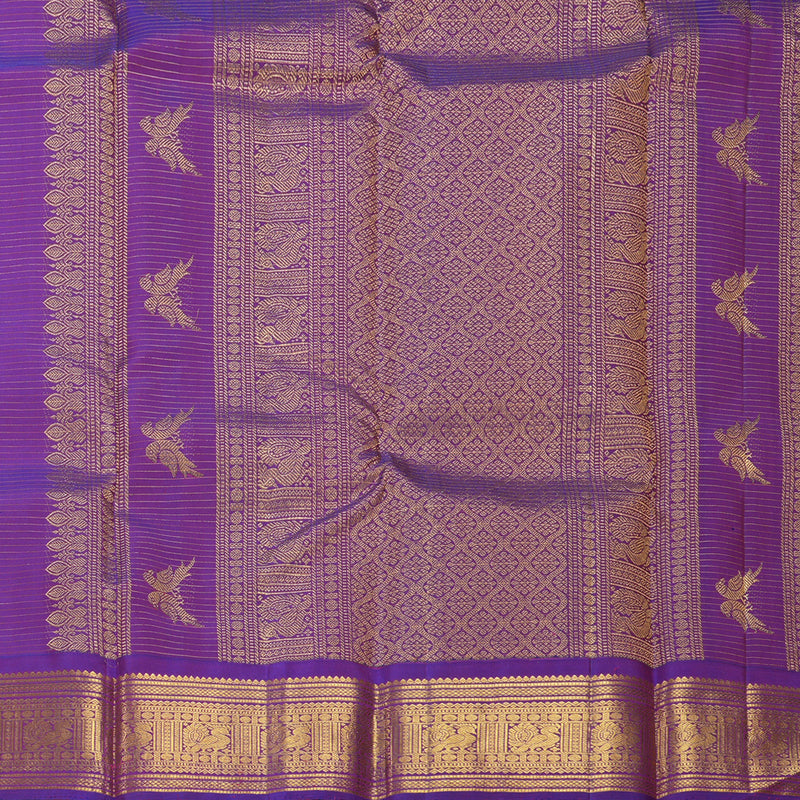Hayagrivas Handloom Parrot Green Kanjivaram Silk Saree with Purple Border KBF293E4-1