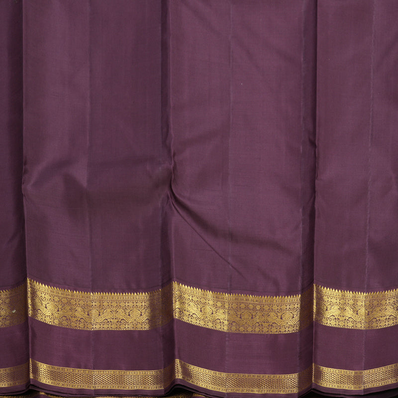 Hayagrivas Handloom Mambazham Orange Kanjivaram Silk Saree with Plum Purple Border KBF293E4-2