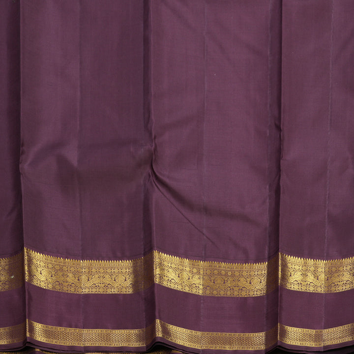 Hayagrivas Handloom Mambazham Orange Kanjivaram Silk Saree with Plum Purple Border KBF293E4-2