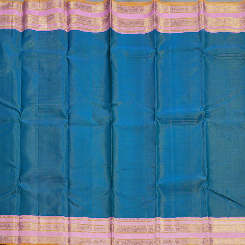 Hayagrivas Handloom Ramar Blue Kanjivaram Silk Saree with Rose Pink Border KBF293E4-3