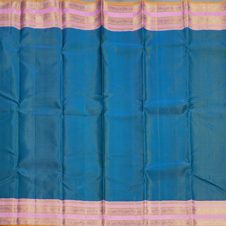 Hayagrivas Handloom Ramar Blue Kanjivaram Silk Saree with Rose Pink Border KBF293E4-3