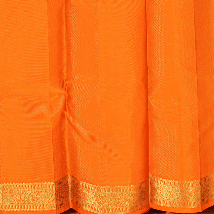 Hayagrivas Handloom Midnight Blue Kanjivaram Silk Saree with Orange Border KBF293E5-1