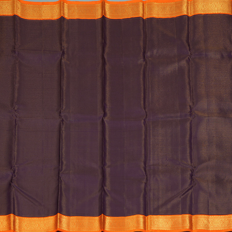 Hayagrivas Handloom Midnight Blue Kanjivaram Silk Saree with Orange Border KBF293E5-1