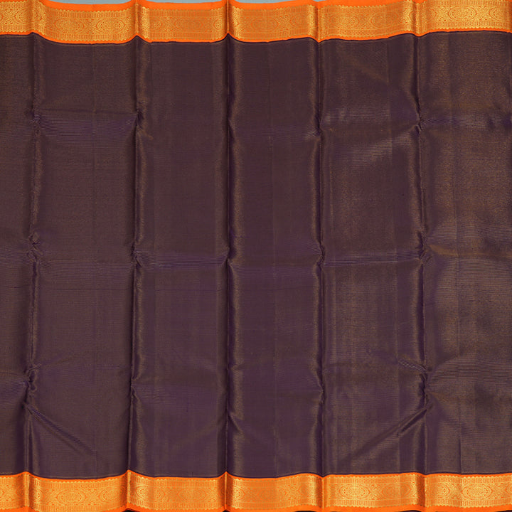 Hayagrivas Handloom Midnight Blue Kanjivaram Silk Saree with Orange Border KBF293E5-1
