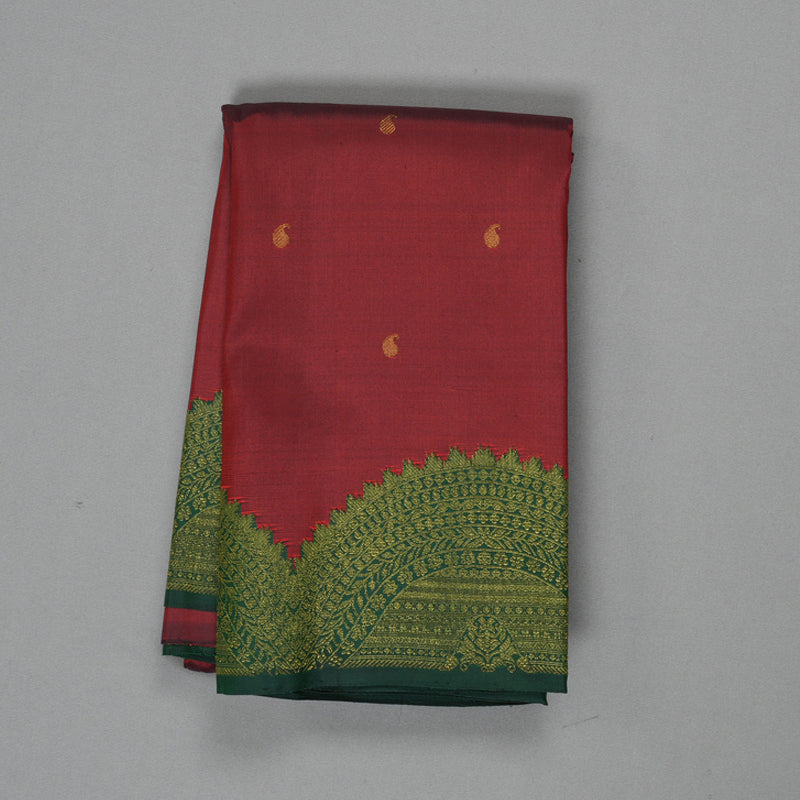 Hayagrivas Handloom Maroon Kanjivaram Silk Saree with Bottle Green Border KBF294E1-1
