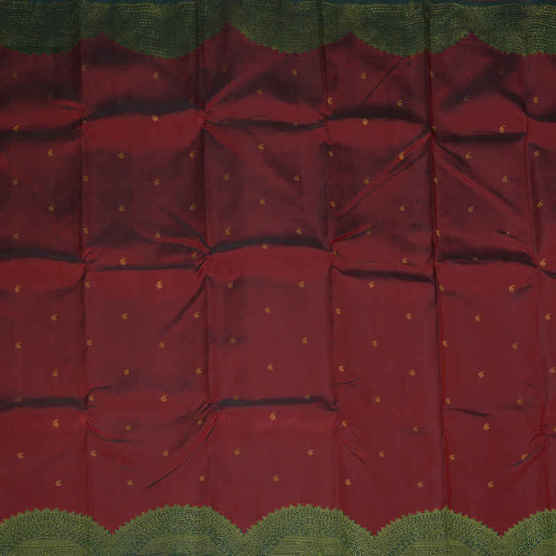 Hayagrivas Handloom Maroon Kanjivaram Silk Saree with Bottle Green Border KBF294E1-1