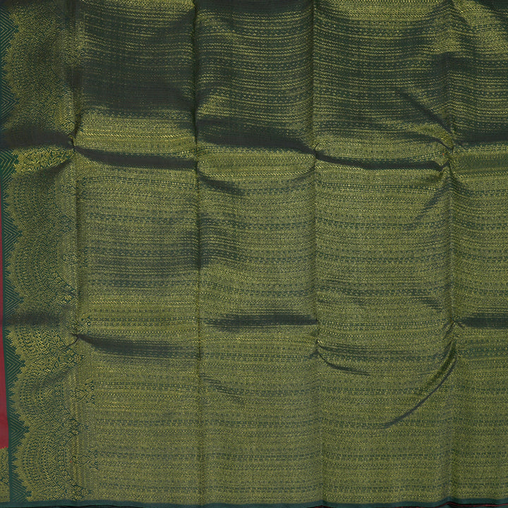 Hayagrivas Handloom Maroon Kanjivaram Silk Saree with Bottle Green Border KBF294E1-1