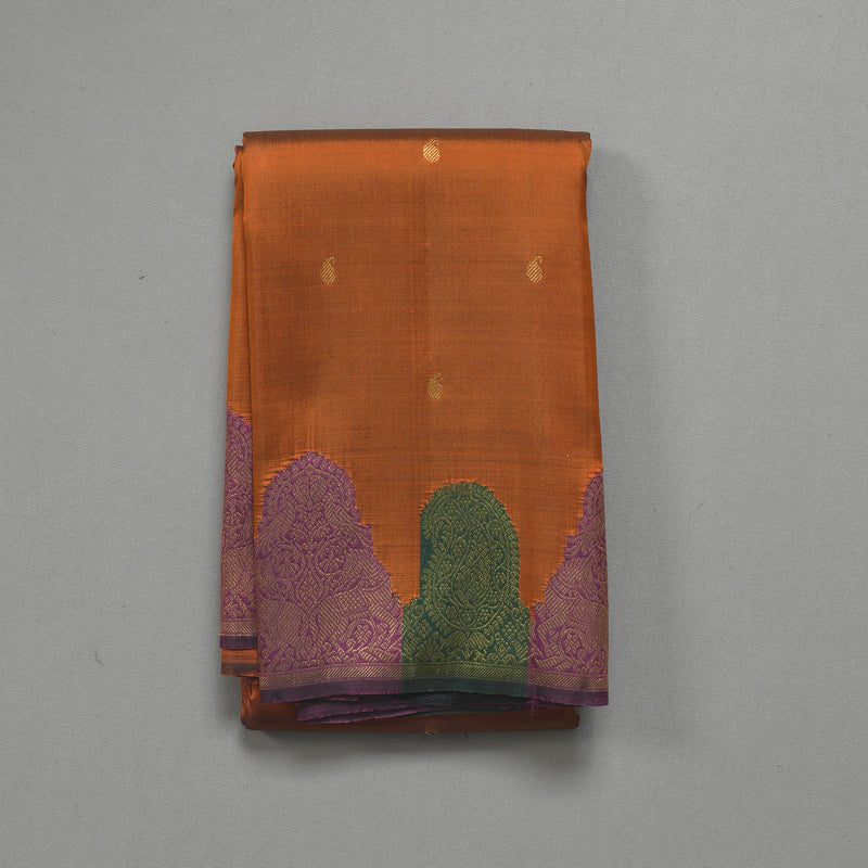Hayagrivas Handloom Rust Orange Kanjivaram Silk Saree KBF294E2-1