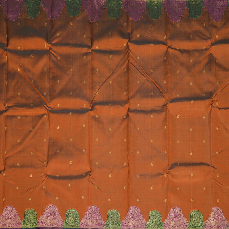 Hayagrivas Handloom Rust Orange Kanjivaram Silk Saree KBF294E2-1