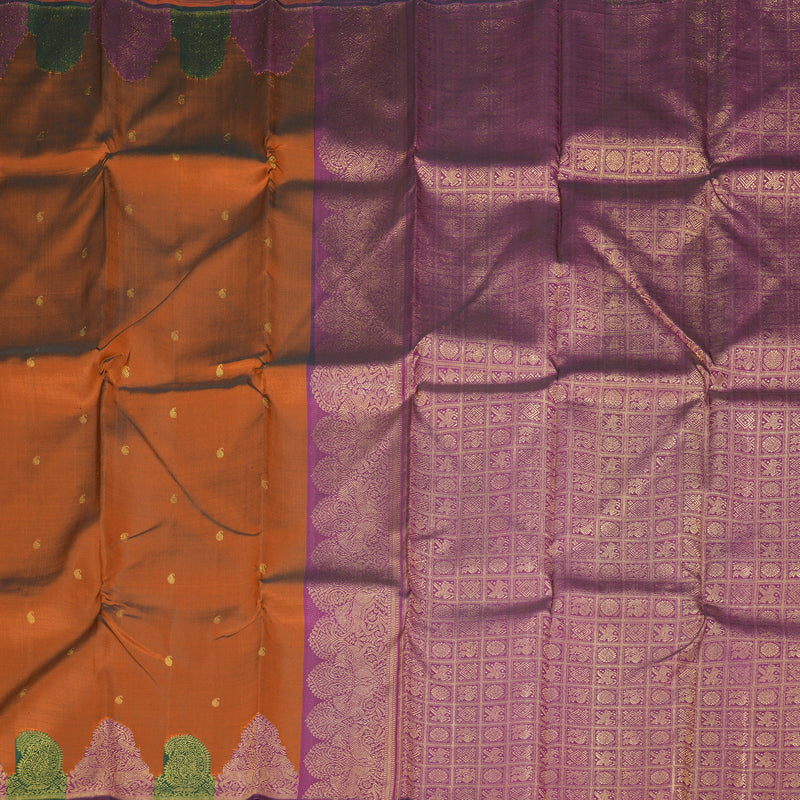 Hayagrivas Handloom Rust Orange Kanjivaram Silk Saree KBF294E2-1