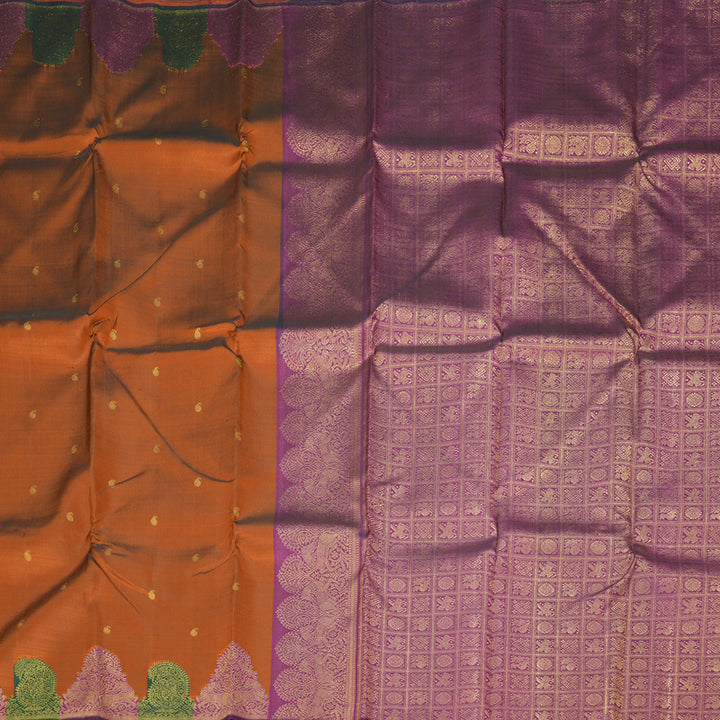Hayagrivas Handloom Rust Orange Kanjivaram Silk Saree KBF294E2-1