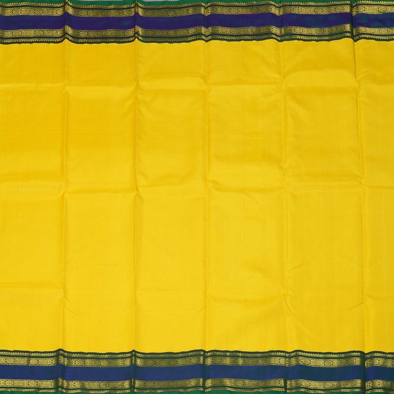 Hayagrivas Handloom Lime Yellow Kanjivaram Silk Saree with Mayilkazhuthu Border KBF294E3-1
