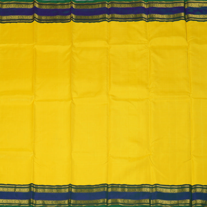 Hayagrivas Handloom Lime Yellow Kanjivaram Silk Saree with Mayilkazhuthu Border KBF294E3-1
