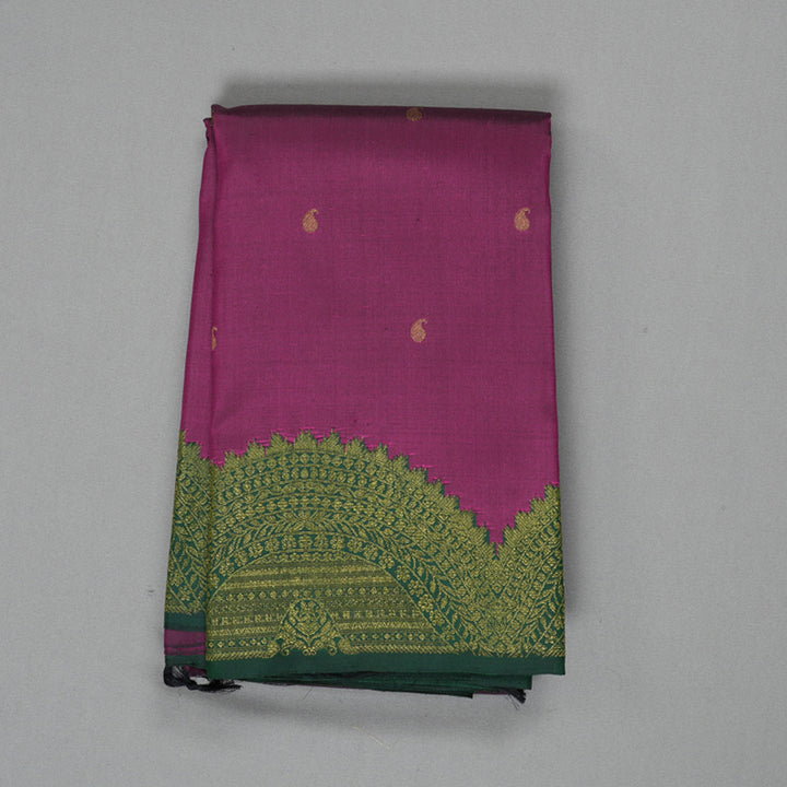 Hayagrivas Handloom Purple Kanjivaram Silk Saree with Bottle Green Border KBF294E4-1