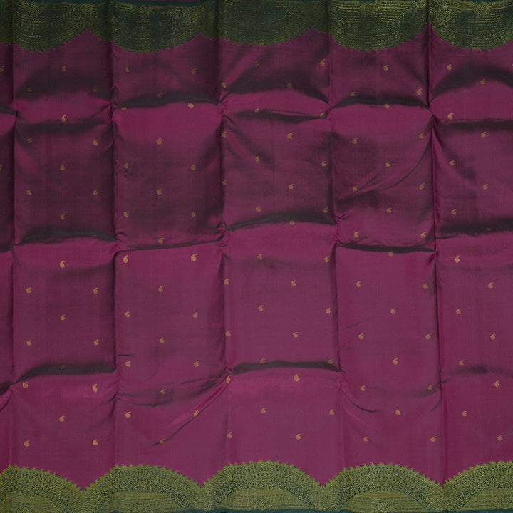 Hayagrivas Handloom Purple Kanjivaram Silk Saree with Bottle Green Border KBF294E4-1