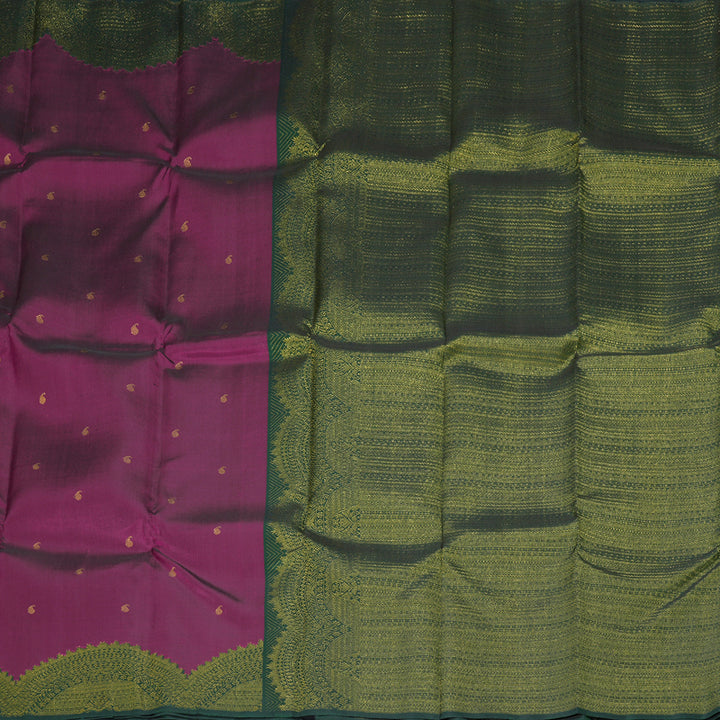 Hayagrivas Handloom Purple Kanjivaram Silk Saree with Bottle Green Border KBF294E4-1