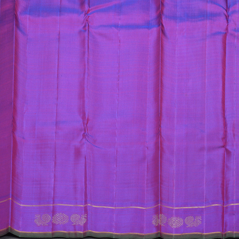 Hayagrivas Handloom Yellow Checks Kanjivaram Silk Saree with Purple Border KBF294E8-1
