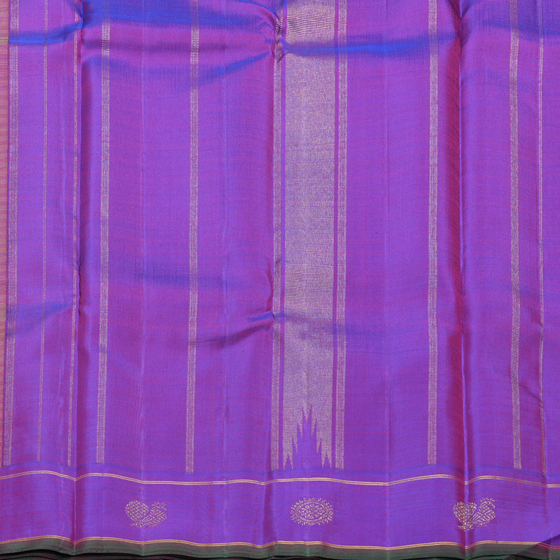 Hayagrivas Handloom Yellow Checks Kanjivaram Silk Saree with Purple Border KBF294E8-1