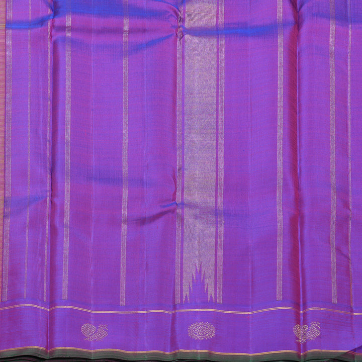 Hayagrivas Handloom Yellow Checks Kanjivaram Silk Saree with Purple Border KBF294E8-1