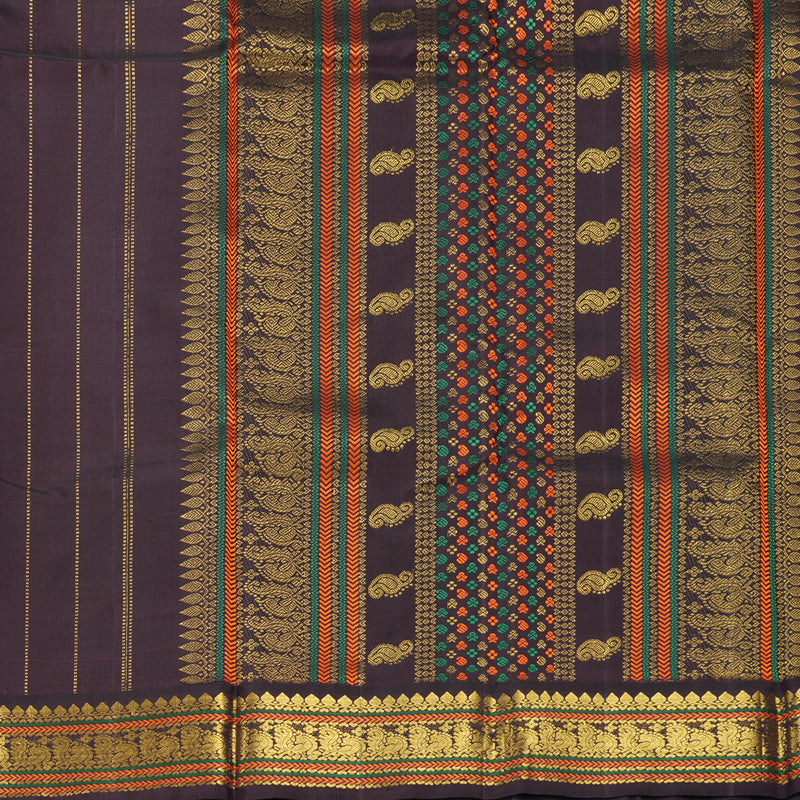 Hayagrivas Handloom Magenta-Pink Kanjivaram Silk Saree with Plum Purple Border KBF294E9-1