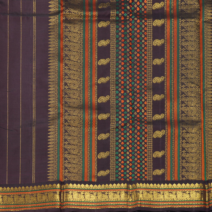 Hayagrivas Handloom Magenta-Pink Kanjivaram Silk Saree with Plum Purple Border KBF294E9-1