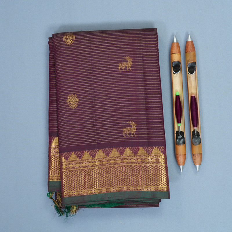 Hayagrivas Handloom Deep Plum Purple Kanjivaram Silk Saree KBF295E1-1