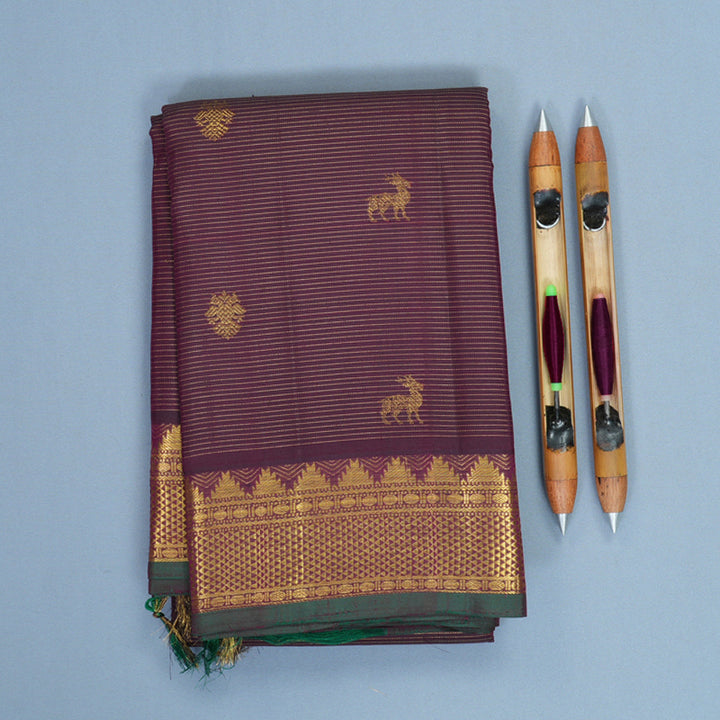 Hayagrivas Handloom Deep Plum Purple Kanjivaram Silk Saree KBF295E1-1