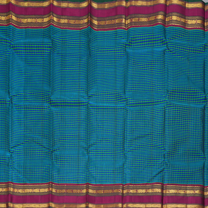 Hayagrivas Handloom Green & Blue Checks Kanjivaram Silk Saree KBF295E2-1