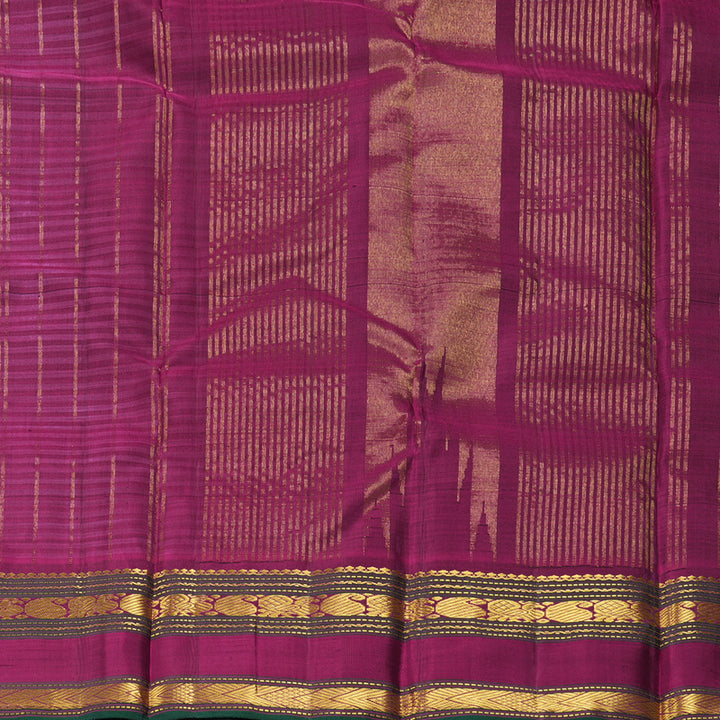 Hayagrivas Handloom Green & Blue Checks Kanjivaram Silk Saree KBF295E2-1