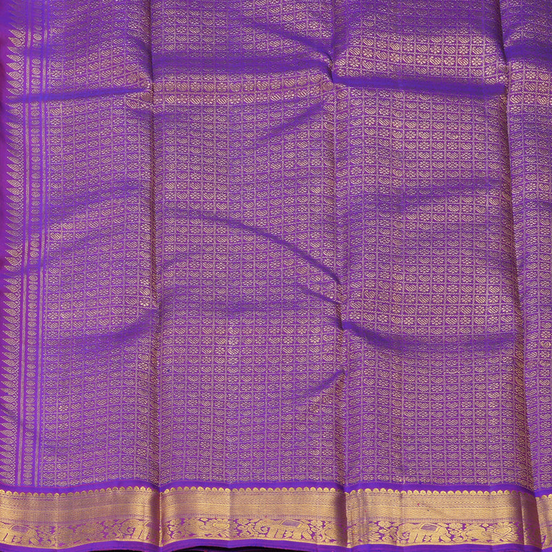 Hayagrivas Handloom Fluorescent Green Kanjivaram Silk Saree with Purple Border KBF295E4-2