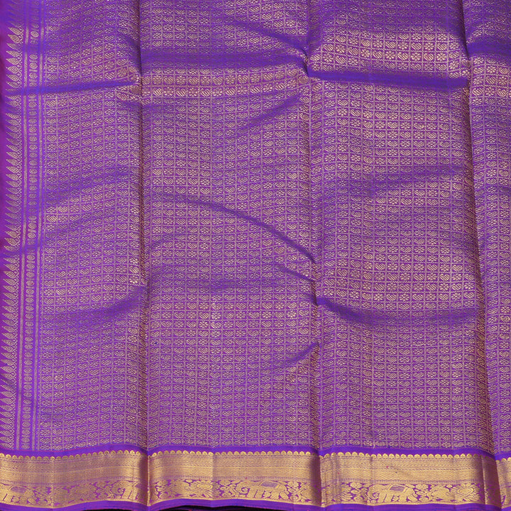 Hayagrivas Handloom Fluorescent Green Kanjivaram Silk Saree with Purple Border KBF295E4-2