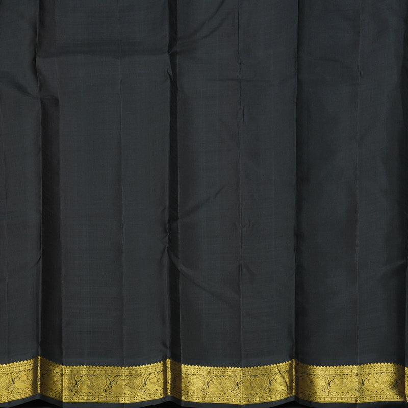 Hayagrivas Handloom Orangish-Pink Kanjivaram Silk Saree with Black Border KBF295E5-2