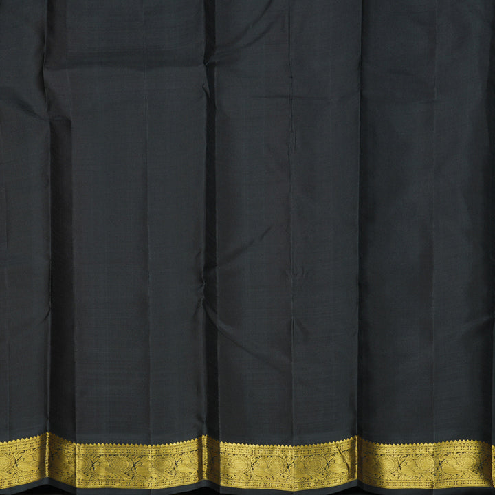 Hayagrivas Handloom Orangish-Pink Kanjivaram Silk Saree with Black Border KBF295E5-2