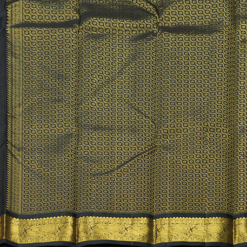 Hayagrivas Handloom Orangish-Pink Kanjivaram Silk Saree with Black Border KBF295E5-2