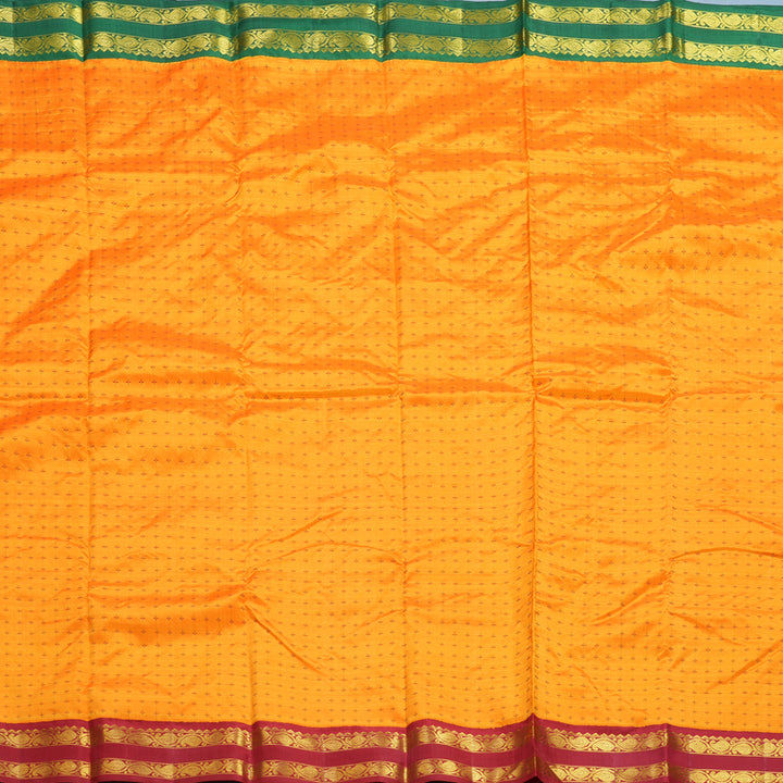 Hayagrivas Handloom Mambazham Orange Kanjivaram Silk Saree with Ganga Jamuna Border KBF295E8-1