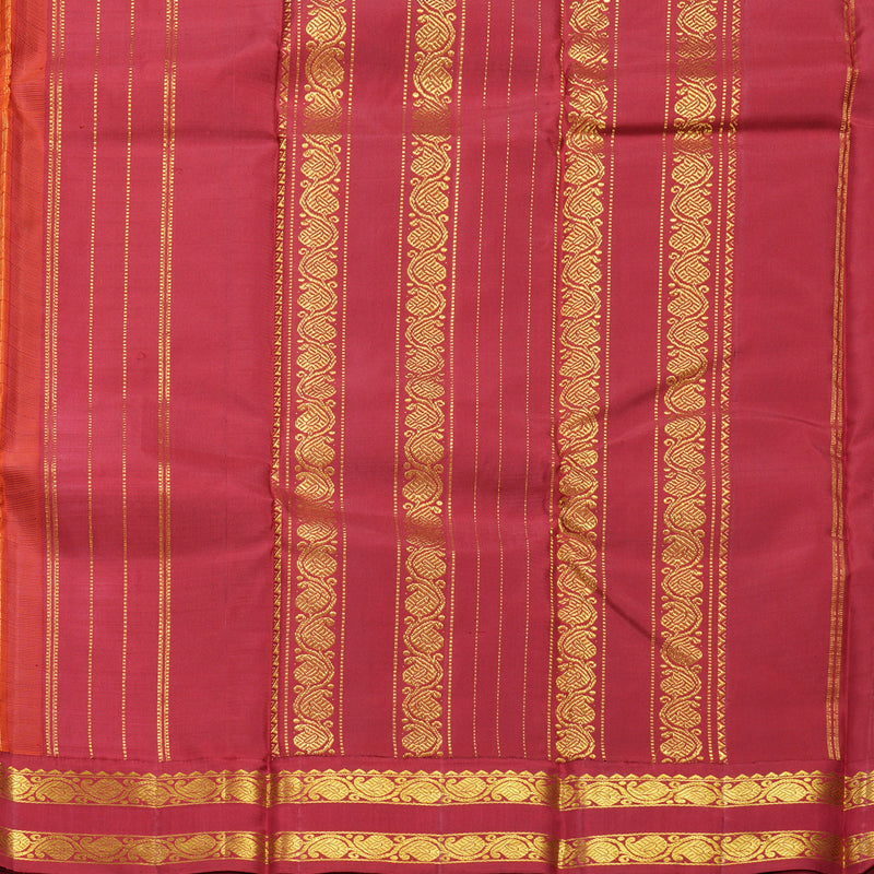 Hayagrivas Handloom Mambazham Orange Kanjivaram Silk Saree with Ganga Jamuna Border KBF295E8-1
