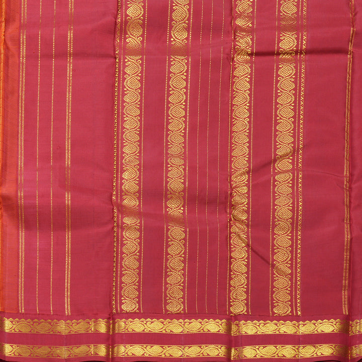 Hayagrivas Handloom Mambazham Orange Kanjivaram Silk Saree with Ganga Jamuna Border KBF295E8-1