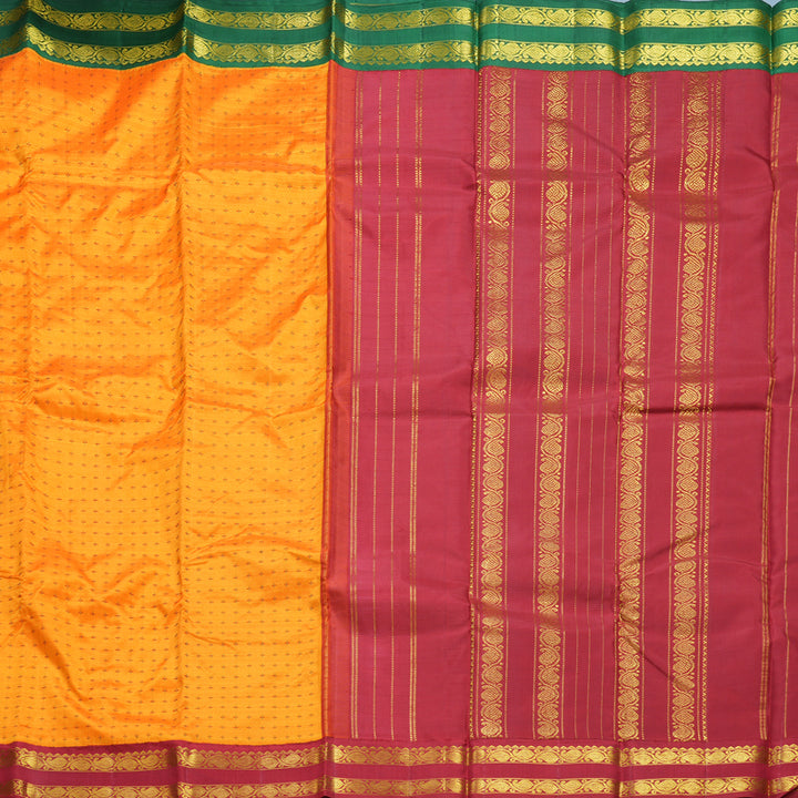 Hayagrivas Handloom Mambazham Orange Kanjivaram Silk Saree with Ganga Jamuna Border KBF295E8-1