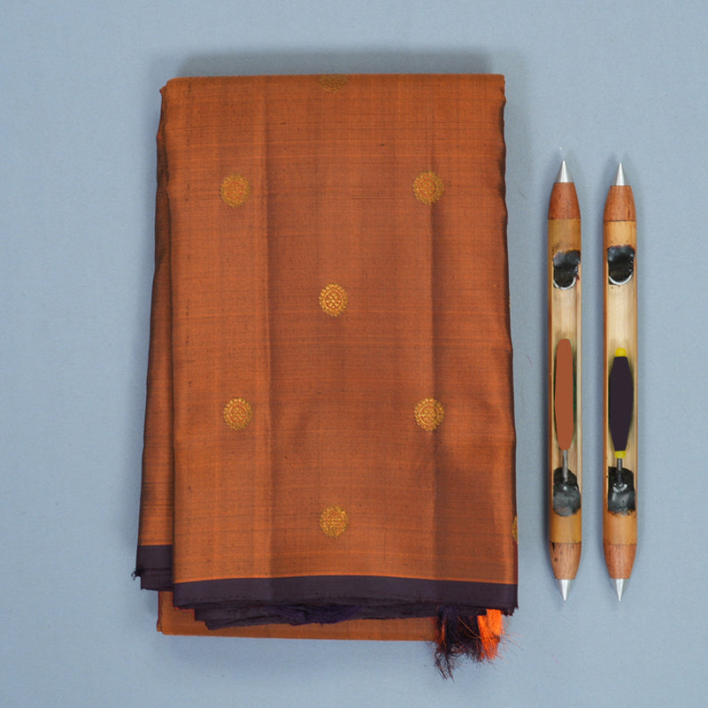 Hayagrivas Handloom Rust Orange Kanjivaram Silk Saree KBF296E2-1