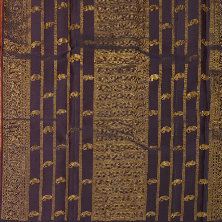 Hayagrivas Handloom Rust Orange Kanjivaram Silk Saree KBF296E2-1