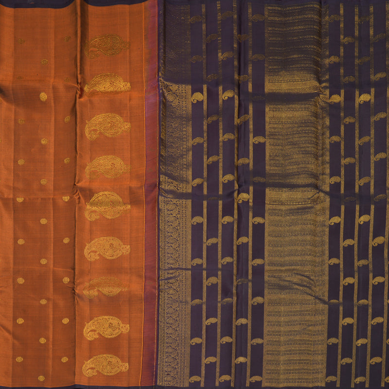 Hayagrivas Handloom Rust Orange Kanjivaram Silk Saree KBF296E2-1