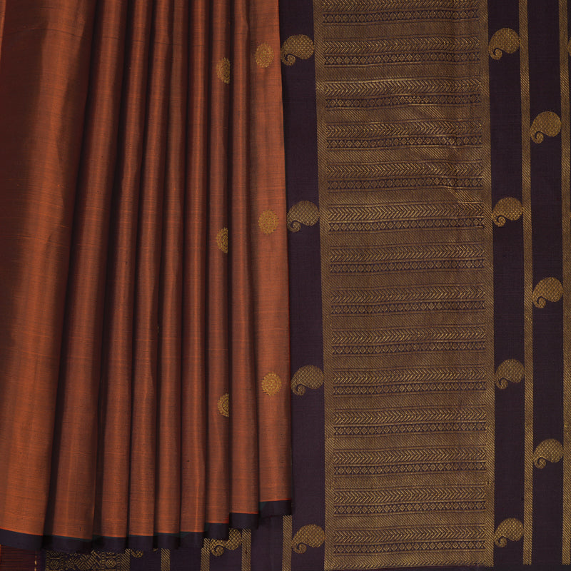 Hayagrivas Handloom Rust Orange Kanjivaram Silk Saree KBF296E2-1