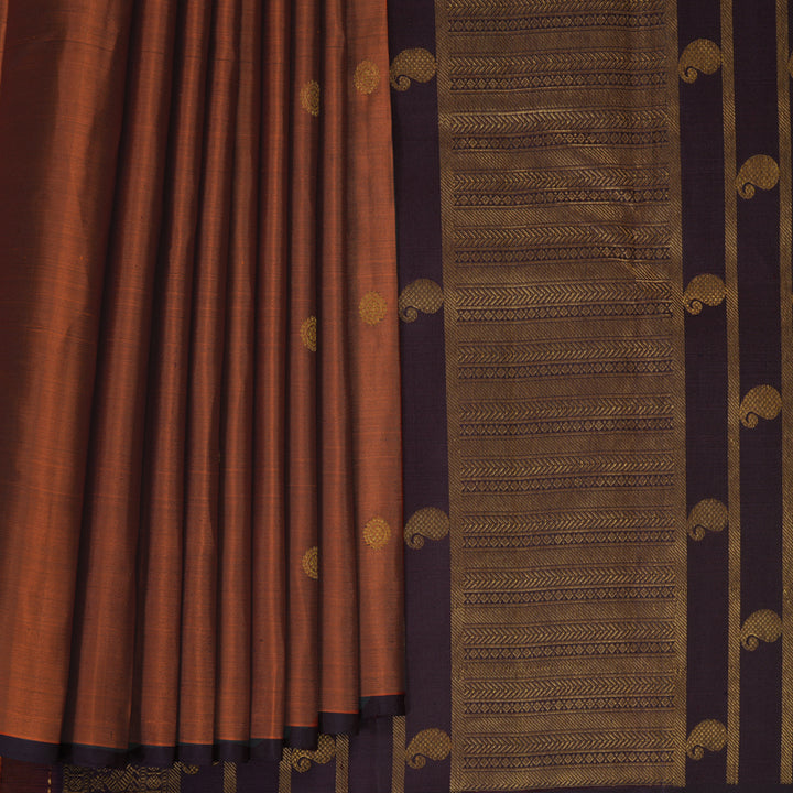 Hayagrivas Handloom Rust Orange Kanjivaram Silk Saree KBF296E2-1