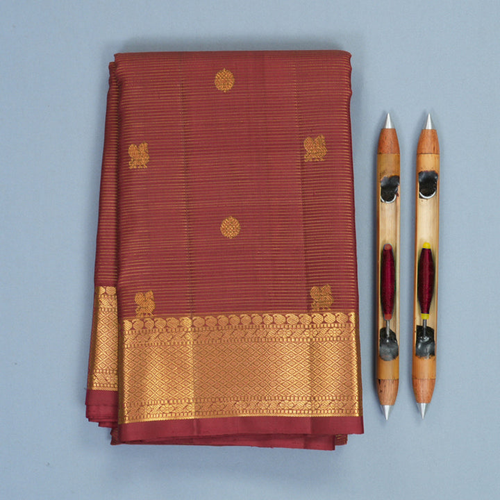 Hayagrivas Handloom Maroon Kanjivaram Silk Saree KBF296E3-1