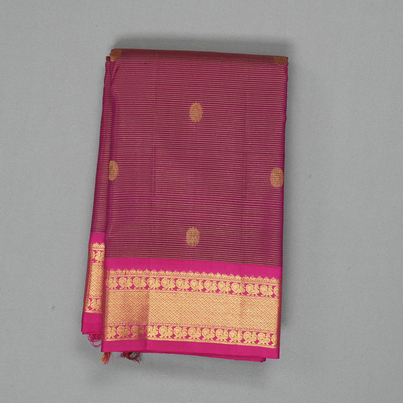 Hayagrivas Handloom Purple Kanjivaram Silk Saree with Rani Pink Border KBF296E3-2
