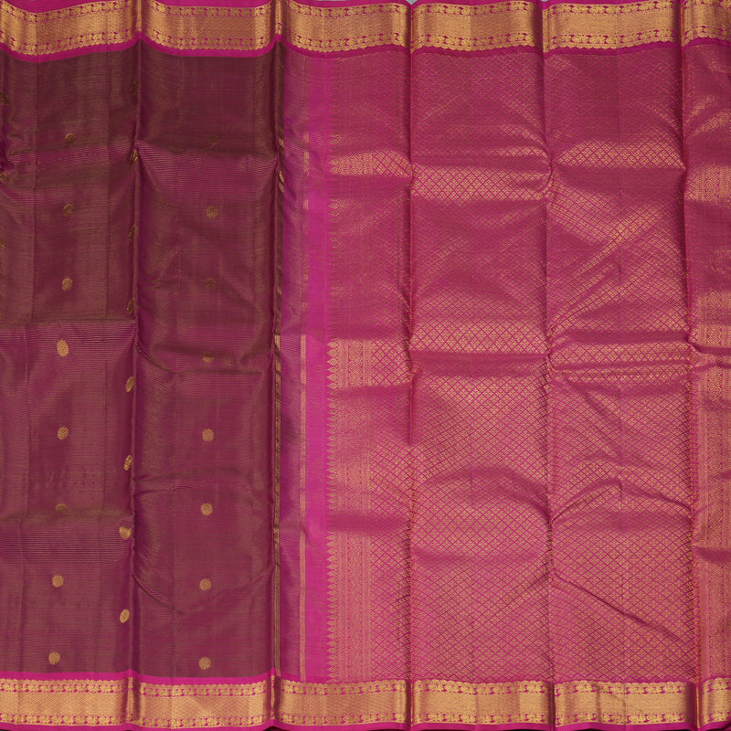 Hayagrivas Handloom Purple Kanjivaram Silk Saree with Rani Pink Border KBF296E3-2
