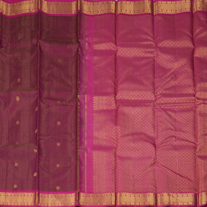 Hayagrivas Handloom Purple Kanjivaram Silk Saree with Rani Pink Border KBF296E3-2
