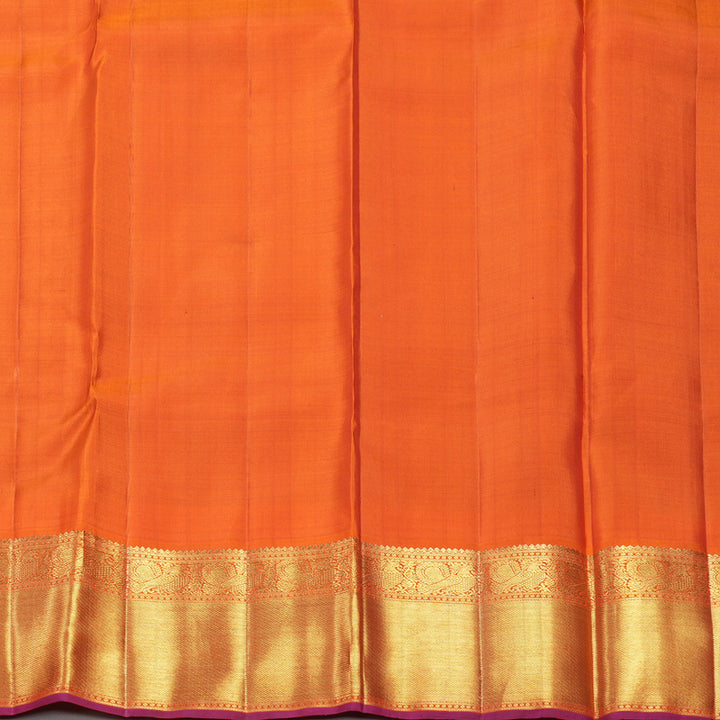 Hayagrivas Handloom Deep Jamun Kanjivaram Silk Saree with Orange Border KBF297E3-1