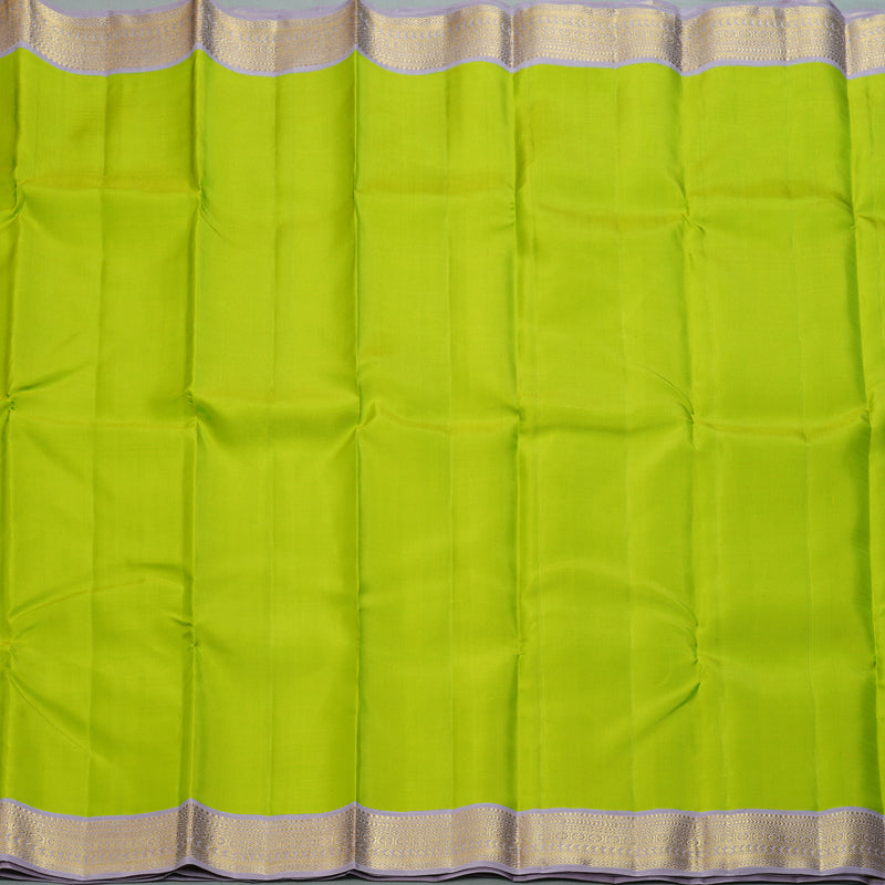 Hayagrivas Handloom Fluorescent Green Kanjivaram Silk Saree with Lilac Border KBF298E2-1