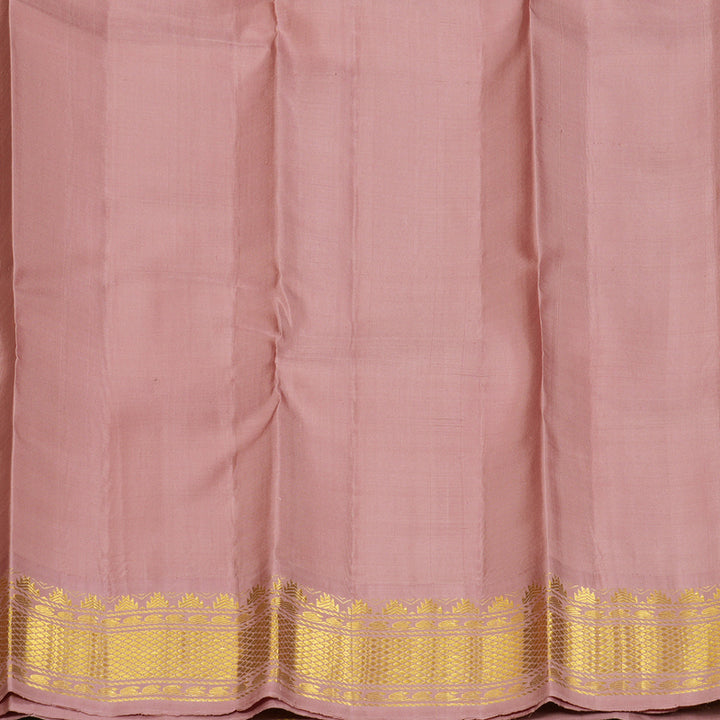 Hayagrivas Handloom Pale Brown Kanjivaram Silk Saree with Onion Pink Border KBF298E3-1